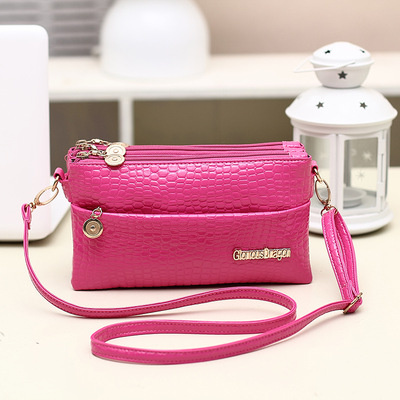 Women's Handbag With Crocodile Pattern Handbag, Three Compartment Small Bag Red