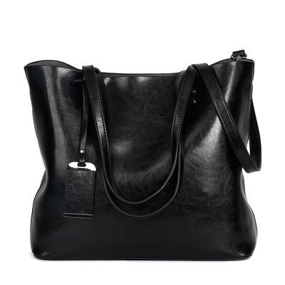 Women Tote Bag Handbags PU Leather Fashion Hobo Shoulder Bags Black