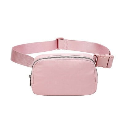Women's Crossbody Bag Nylon Large Capacity Mobile Phone Bag Running Sports Waist Bag Pink