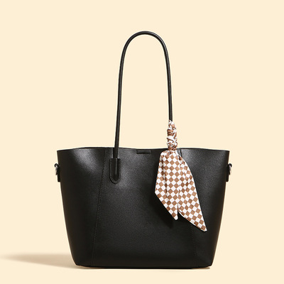 Tote Bags for Women Medium Top Handle Handbags with Scarf Black