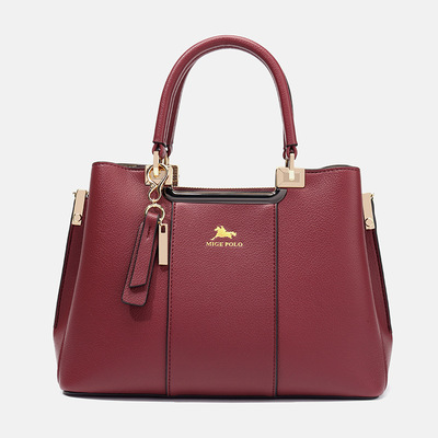 Women Faux Leather Medium Large Tote Satchel Shoulder Purse Handbag Red