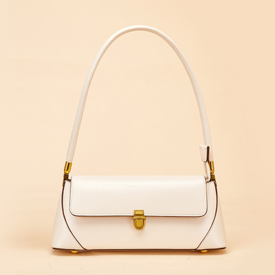 Genuine Leather Women Tote Bag Handbags White