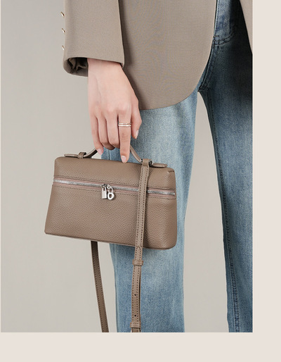 Genuine Leather Women's Bag Gigi Same Style Handbag Grey