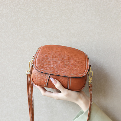 Genuine Leather Women Small Crossbody Bags Hobo Purses Brown