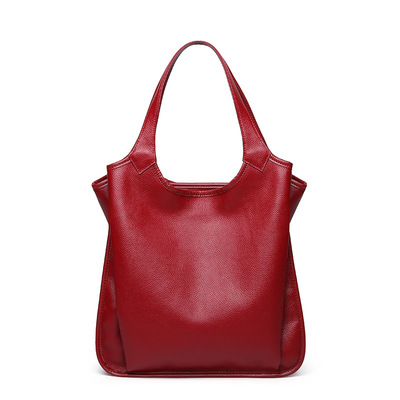 Genuine Leather Women Trendy Handbags Red