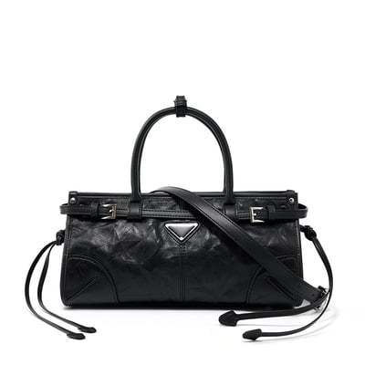 Genuine Leather Women Tote Handbags Black