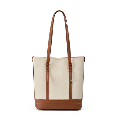 Genuine Leather Women Tote Bag and Shoulder Bag White