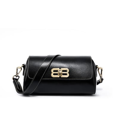 Genuine Leather Women Handbag Black