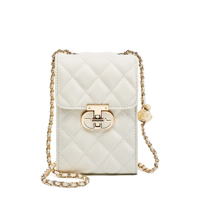 Genuine Leather Women's Bag Mini Phone Bag Women's Summer Crossbody Bag White