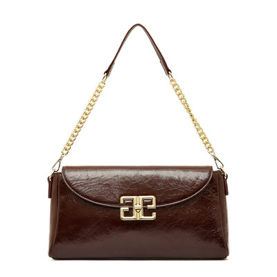 Women Genuine Leather Shoulder Bags Fashion Hobo Bags Brown