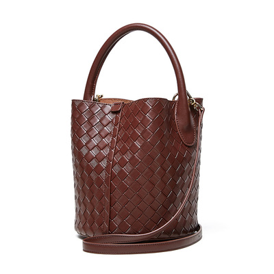 Genuine Leather Handbag Woven Crossbody Bag Purpple