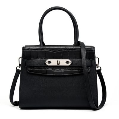 Genuine Leather Women's Bag Vintage Handbag Black