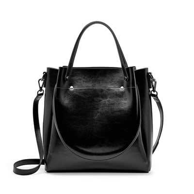 Genuine Leather Fashion Retro Messenger Bag Women's Handbag Black
