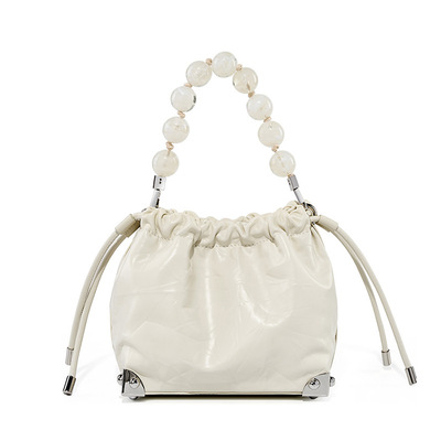 Genuine Leather European and American Large Capacity Handbag White