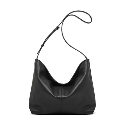 Genuine Leather Womens Fashion Shoulder Bags Large Tote Bag Retro Purse Handbag Black