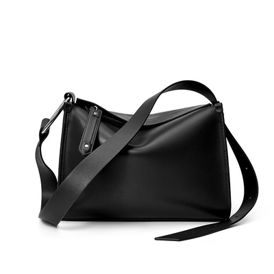 Women Tote Bag Retro Genuine Leather Crossbody Bag Black