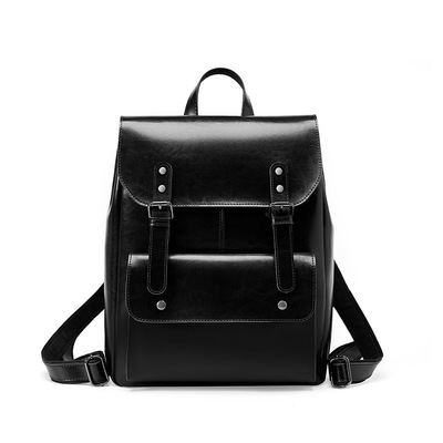 Genuine Leather Backpack Black
