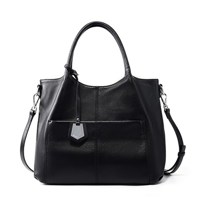 Women Soft Genuine Leather Totes Shoulder Bag Purses and Handbags Black