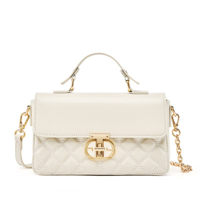 Genuine Leather Women Tote Bag Shoulder Bags White