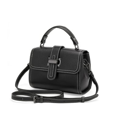 Genuine Leather Women Top-handle Handbags Black