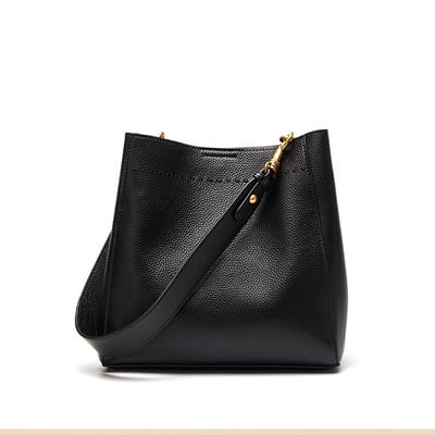 Genuine Leather Women Trendy Crossbody Bags Hobo Bag Shoulder Bag Black