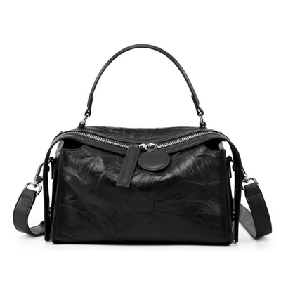 Women Genuine Leather Large Purses Handbags Black