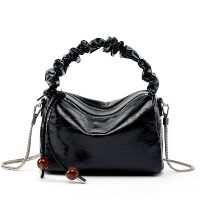 Ladies Genuine Leather Handbags Tote Shoulder Bag Black