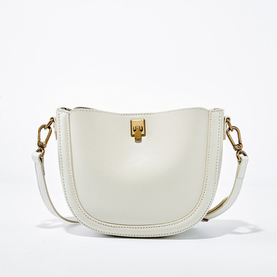 Women Togo Cowhide Handbags Tote Shoulder Bag White