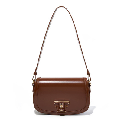 Genuine Leather Saddle Bag Women Crossbody Bags Brown