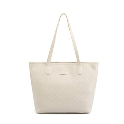 Women's Tote Handbag Genuine Leather Shoulder Bag Large Capacity Work Bag White