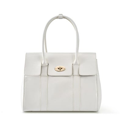 Large Capacity Soft Genuine Leather Tote Bag White