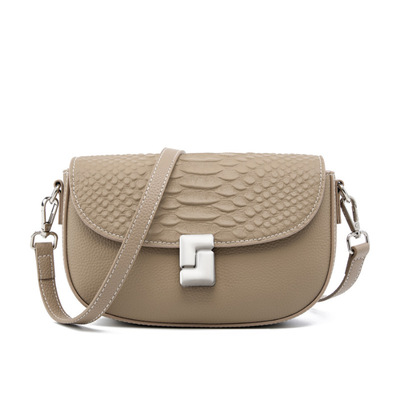 Ladies' Genuine Leather Crossbody Bag Large Capacity Small Square Bag Grey