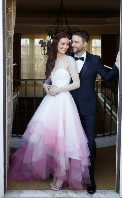 Dyed Ball Gown Ombre Rainbow Beach Boho Wedding Dress Bridal Gown Wedding Gown