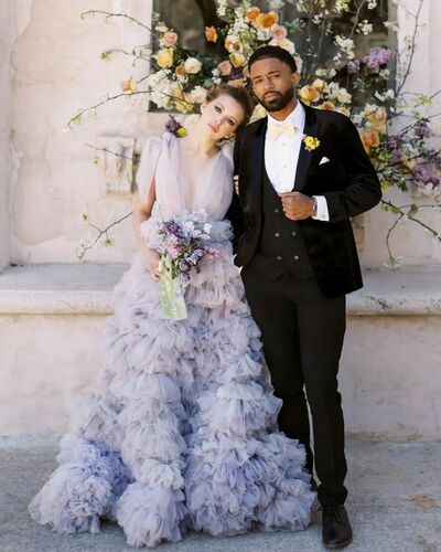 Violet Ball Gown Tiered Wedding Dress Bridal Gown Wedding Gown