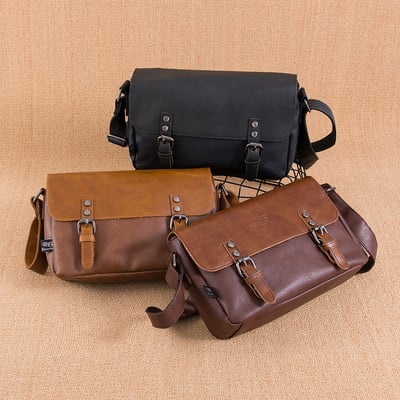 Men's PU Leather Retro Flip Shoulder Bag – Stylish Crossbody for Leisure & Travel