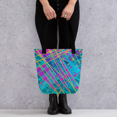 Fractured Spectrum Tote Bag Vibrant Abstract Geometric