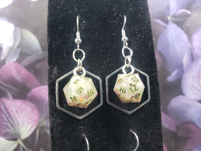 Silver Hex Dice Earrings Set #7