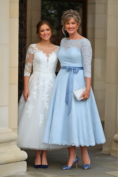 Simple Sky Blue Lace Mother of the Bride/Groom Dress Evening Formal Prom Dress