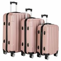 3-Piece Rose Gold Luggage Set - ABS Hard Shell Suitcase with Spinner Wheels, Durable Travel Case (20"/24"/28") - Thumbnail 1