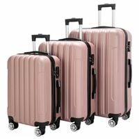 3-Piece Rose Gold Luggage Set - ABS Hard Shell Suitcase with Spinner Wheels, Durable Travel Case (20"/24"/28") - Thumbnail 2