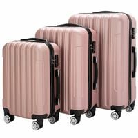 3-Piece Rose Gold Luggage Set - ABS Hard Shell Suitcase with Spinner Wheels, Durable Travel Case (20"/24"/28") - Thumbnail 3