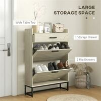 Industrial Shoe Cabinet – 12-Pair Storage, Tilt-Out Drawers & Top Drawer for Accessories – Distressed White - Thumbnail 1