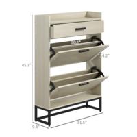 Industrial Shoe Cabinet – 12-Pair Storage, Tilt-Out Drawers & Top Drawer for Accessories – Distressed White - Thumbnail 3