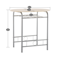 3-Piece Space-Saving Breakfast Table Set – MDF PVC Dining Table with 2 Chairs, Natural Wood Finish - Thumbnail 1