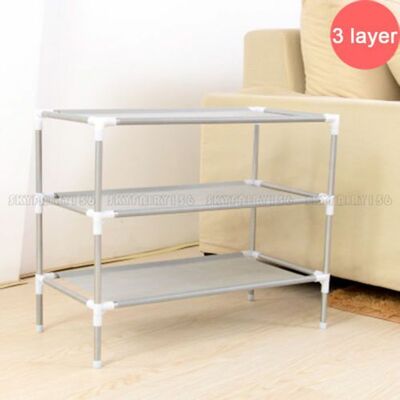 3-Tier Shoe Rack Organizer – Compact Storage Shelf for Entryway, Closet, & Hallway – Gray