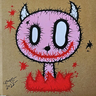 😈😇Painting by Celipe Perroloco "PINK DEMON II"
