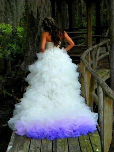 Dyed Ombre Ball Gown Tiered Puffy Wedding Dress Bridal Gown Wedding Gown