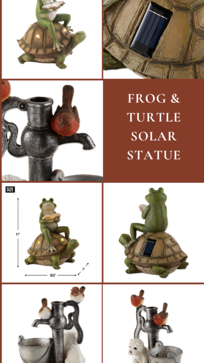 Frog & Turtle Solar Statue