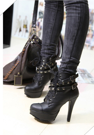 High Heel Buckle Boots