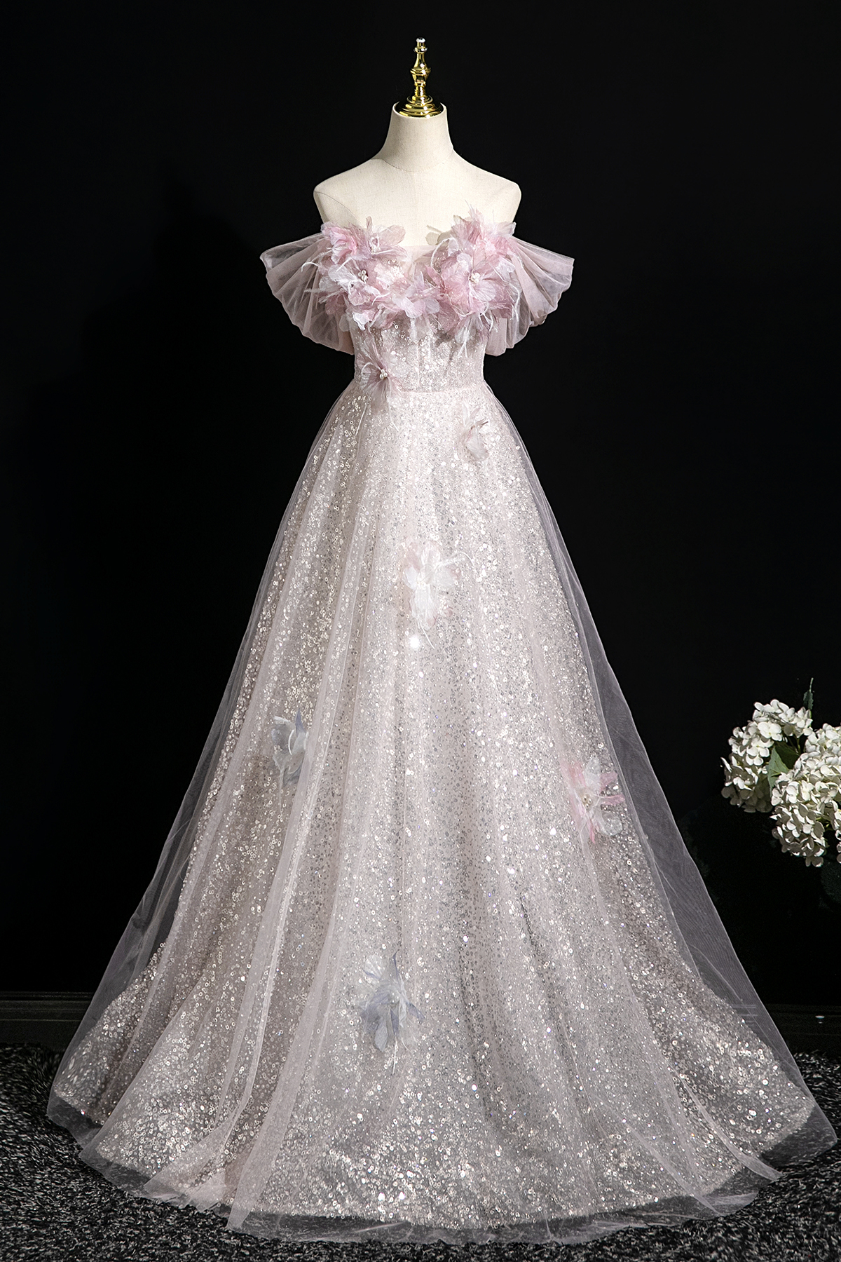 Sparkling Sequins Long Prom Dress, Beautiful A-Line Evening Party Dress